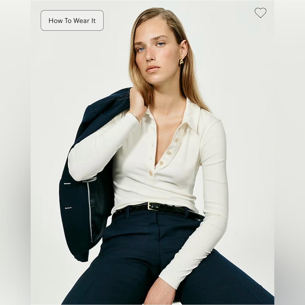 J.Crew Refined rib long-sleeve polo shirt in ivory
